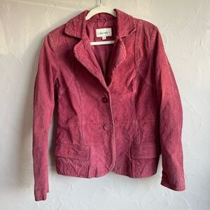 Vintage Cherokee Genuine Leather Blazer Jacket – Rose Pink Suede (Size L)
